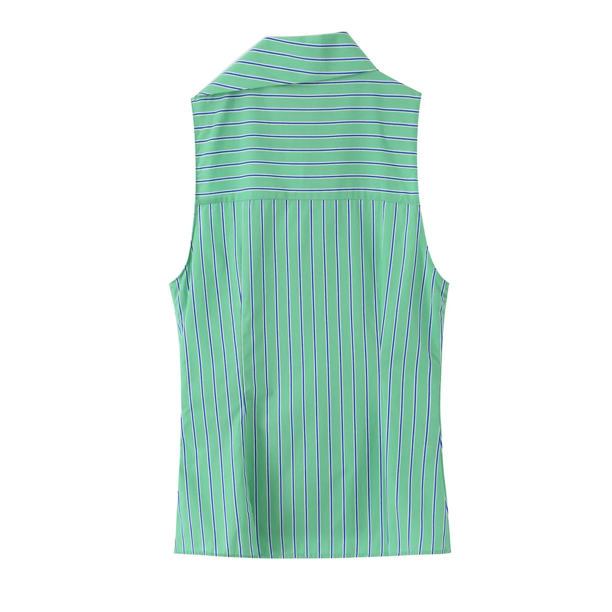 KONDALA Chic Striped Green Y2K Beach Women Summer Fashion 2026 Top Bows Tank Shirt Casual Streetwear Female Single Breasted Vest view 5