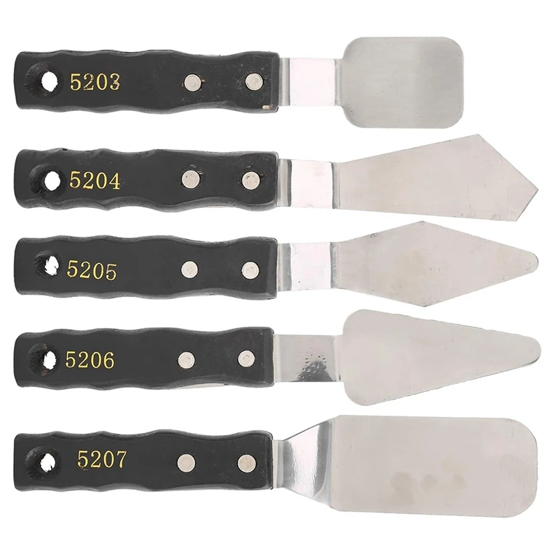 5 Pieces Painting Knives Stainless Steel Spatula Palette Knife Set For Oil, Canvas, Acrylic Mixing Suitable For Artists