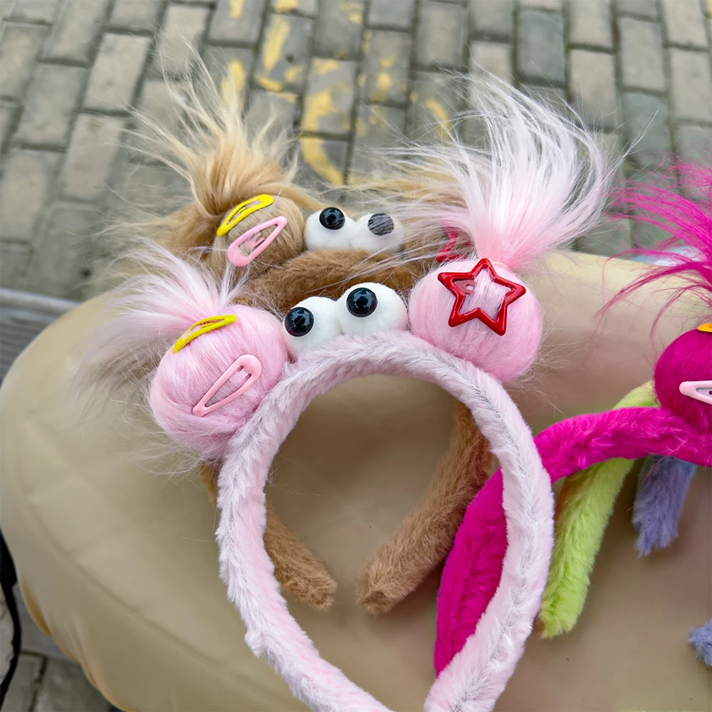 Plüsch Hässliche Puppe Haarband Frauen Kreative Lustige Stirnband Nette Waschen Gesicht Hoop Winter Haar Zubehör – Detail 4
