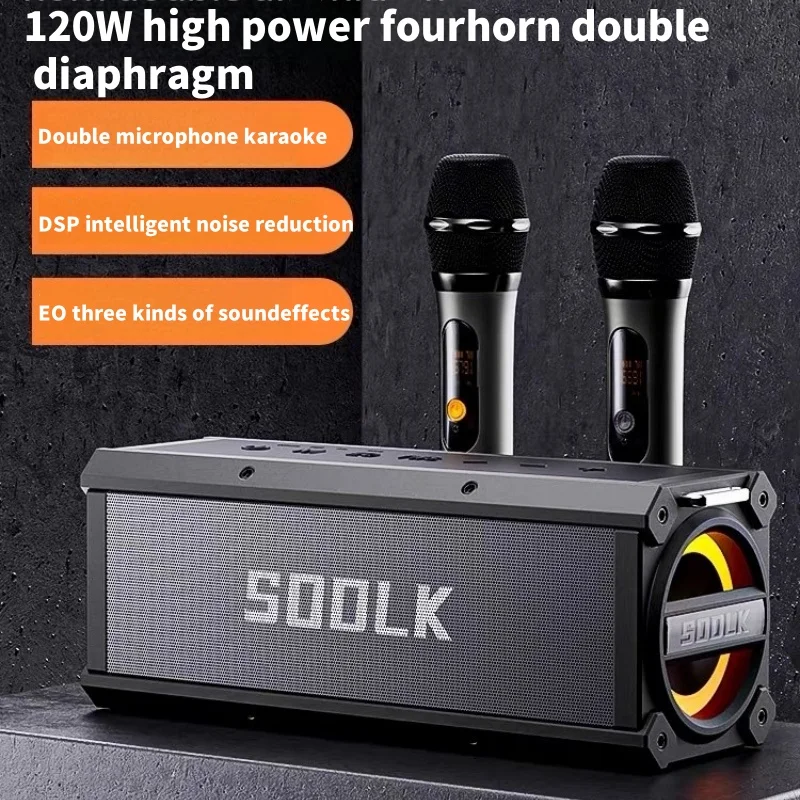 SODLK T200 Plus Wireless Bluetooth Speaker Home Theater Outdoor Subwoofer Portable Audio With Microphone and 8 Hours Playback