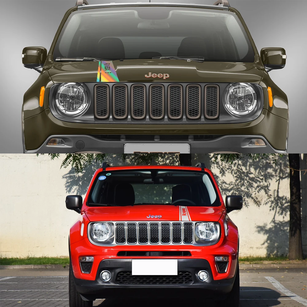 Car Hood Cover Sticker For Jeep Renegade 2016 -2023 Stripes Styling Vinyl Film Decal Auto Accessories Multiple Styles Available