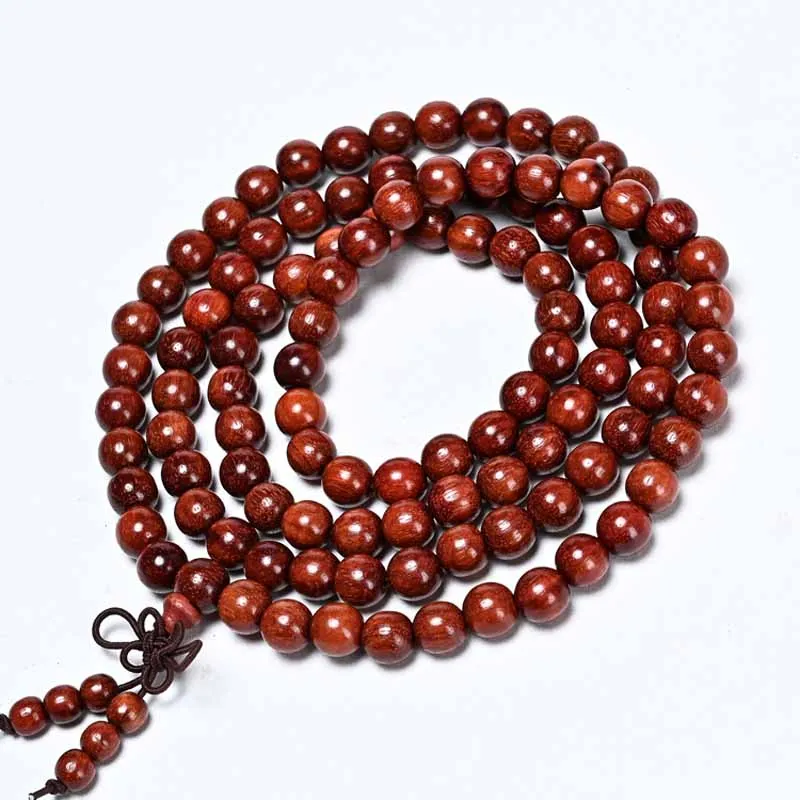 Wooden Rosary Necklace for Women Men Classic Tibetan Buddha Braided Knots Rope Beaded Blessing Tassels Pendant 108 Beads Bangles