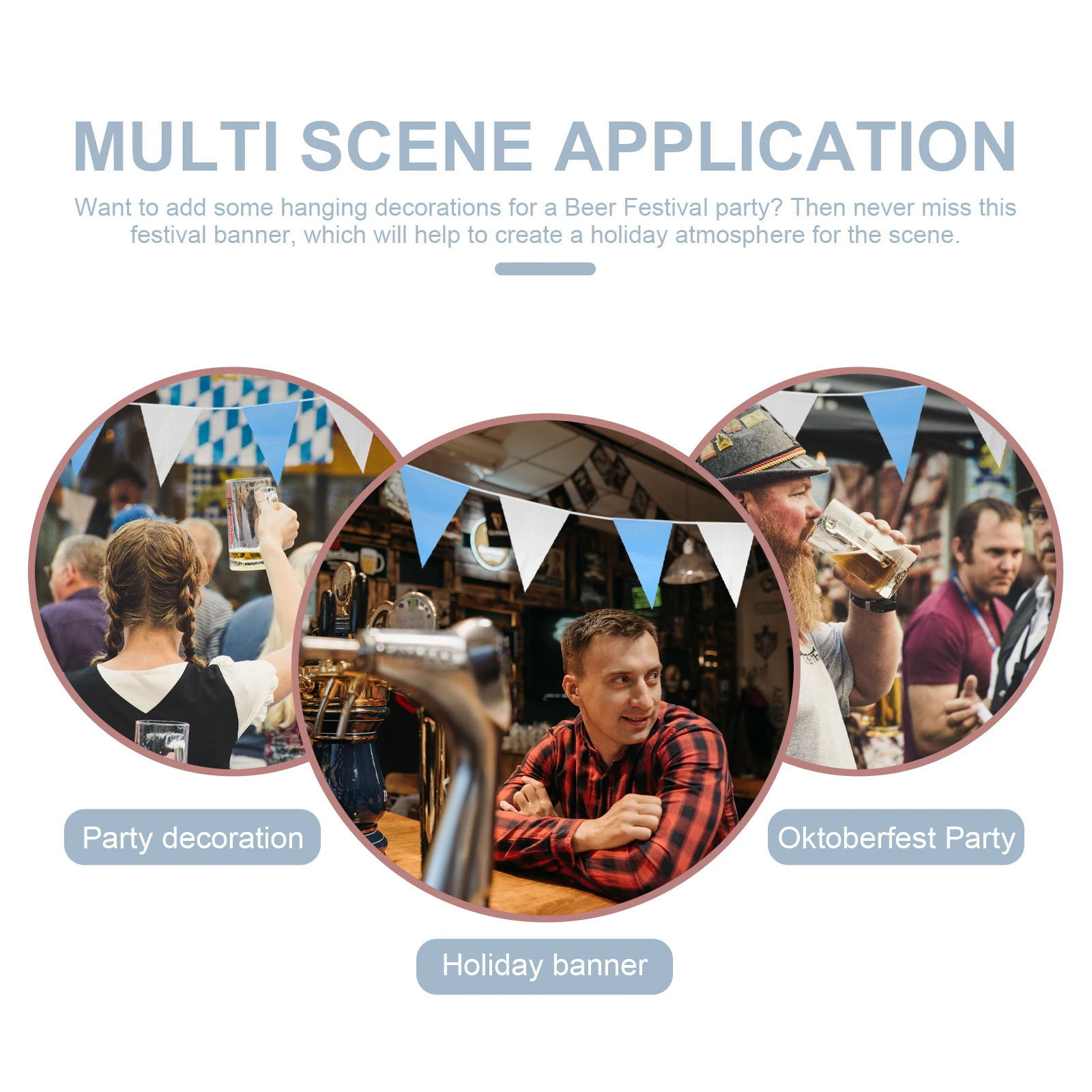 

Blue White Gingham Banners Beer Festival Party Wall Decor Hanging Polyester Long Lasting For Home Office Indoor Outdoor