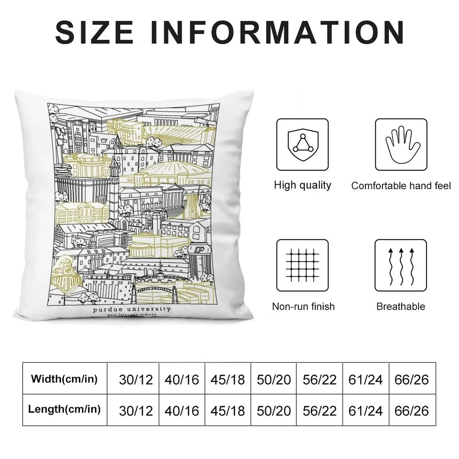 Purdue University Campus Artwork Throw Pillow bed pillows Cushion Cover Luxury Decorative Cushion Cover Pillow Cover pillow