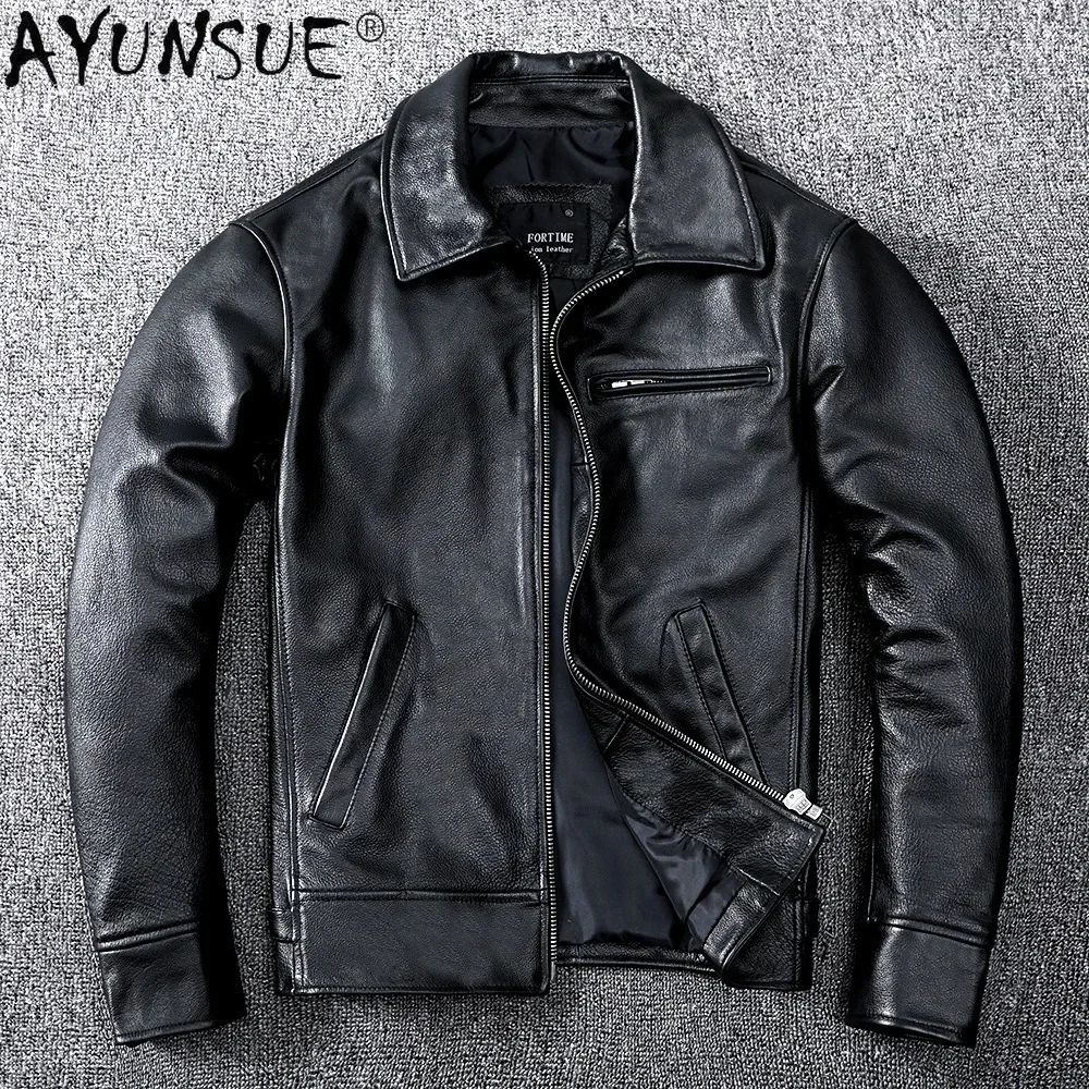 

AYUSNUE Genuine Leather Jacket Men Clothes 2025 100% Real Cow Coat Man Spring Aututmn Chaqueta Cuero Hombre KJ5110