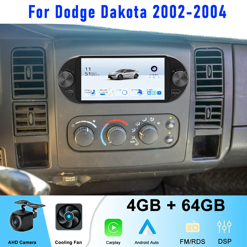 

6.8" 4-64GB For Dodge Dakota 2002-2004 Car Radio Wireless Carplay Android 15 Auto Stereo Head Unit FM GPS