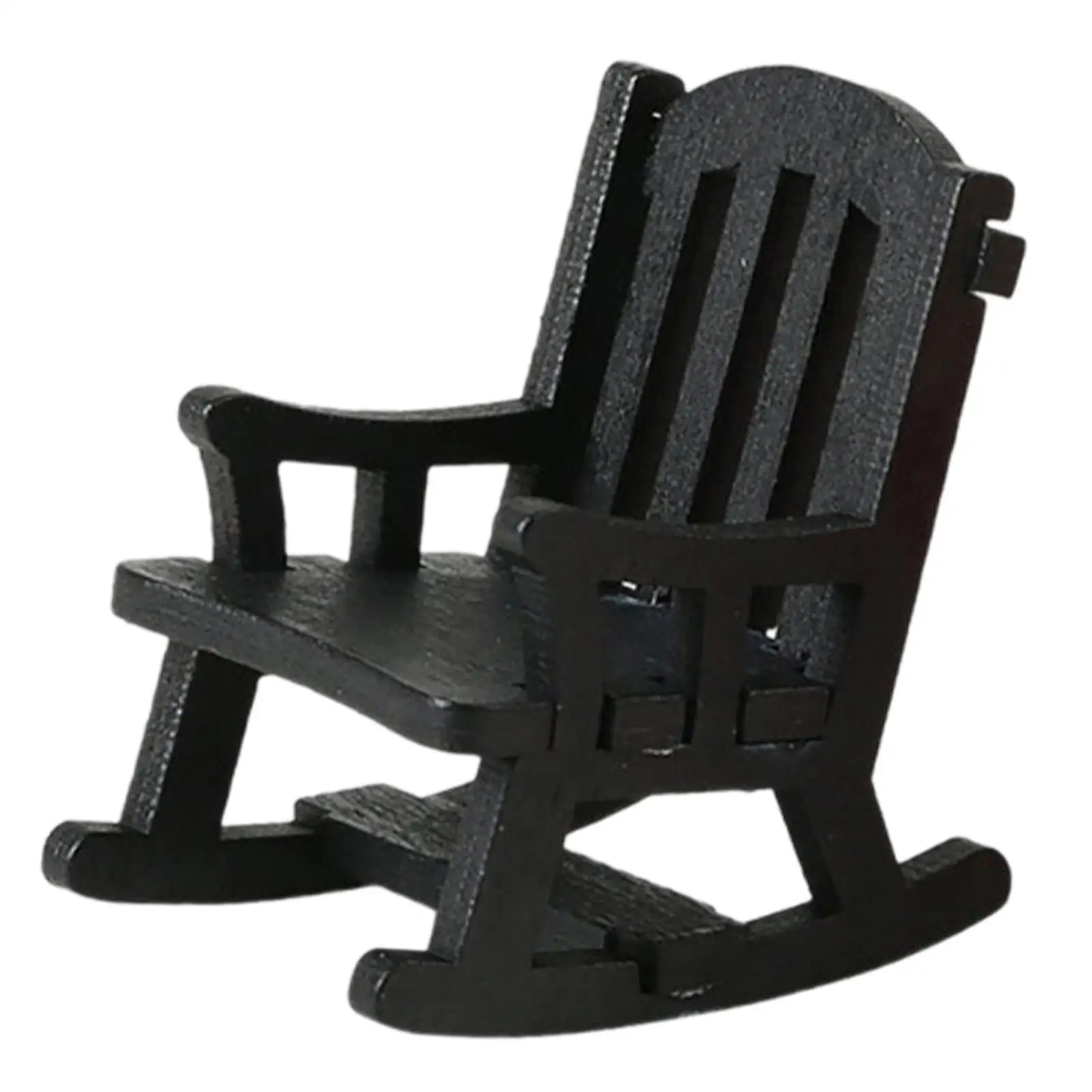 1/12 كرسي متأرجح نموذج كرسي صغير عالي الظهر نموذج حرفة مصغرة الشرفة الروك