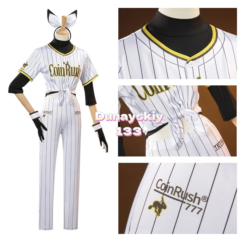 Sexy Women NIKKE Blanc Cosplay Costume The Goddess of Victory White Stripes Baseball Uniform Wig Halloween Carnival Outfit