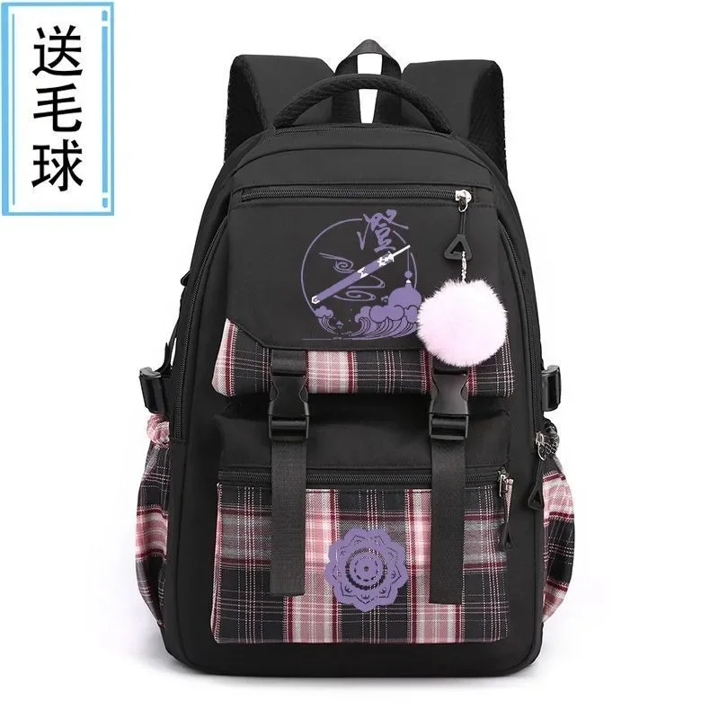 

Breathable mesh, Tartan Plaid Blue Purple, Grandmaster of Demonic Cultivation, Mo dao zu shi, School Bags, Anime Backpacks Girls