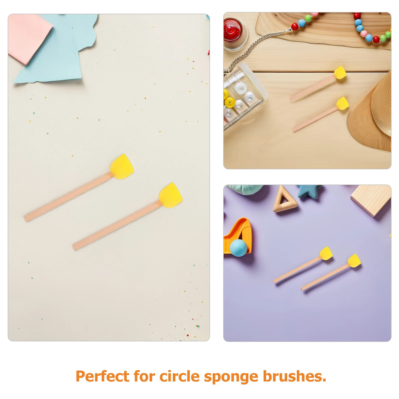 80pcs Round Sponge Painting Brushes 3Inch Wooden Handle Art Tools Craft Activities Classroom Supplies Reusable Paint