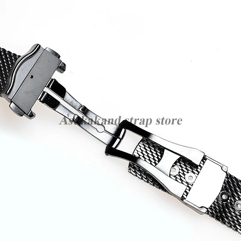 Hochwertiges 20-mm-Uhrenarmband aus Edelstahl für Omega Seamaster 007 Milanese Mesh Metallarmband Faltschließe Bandzubehör