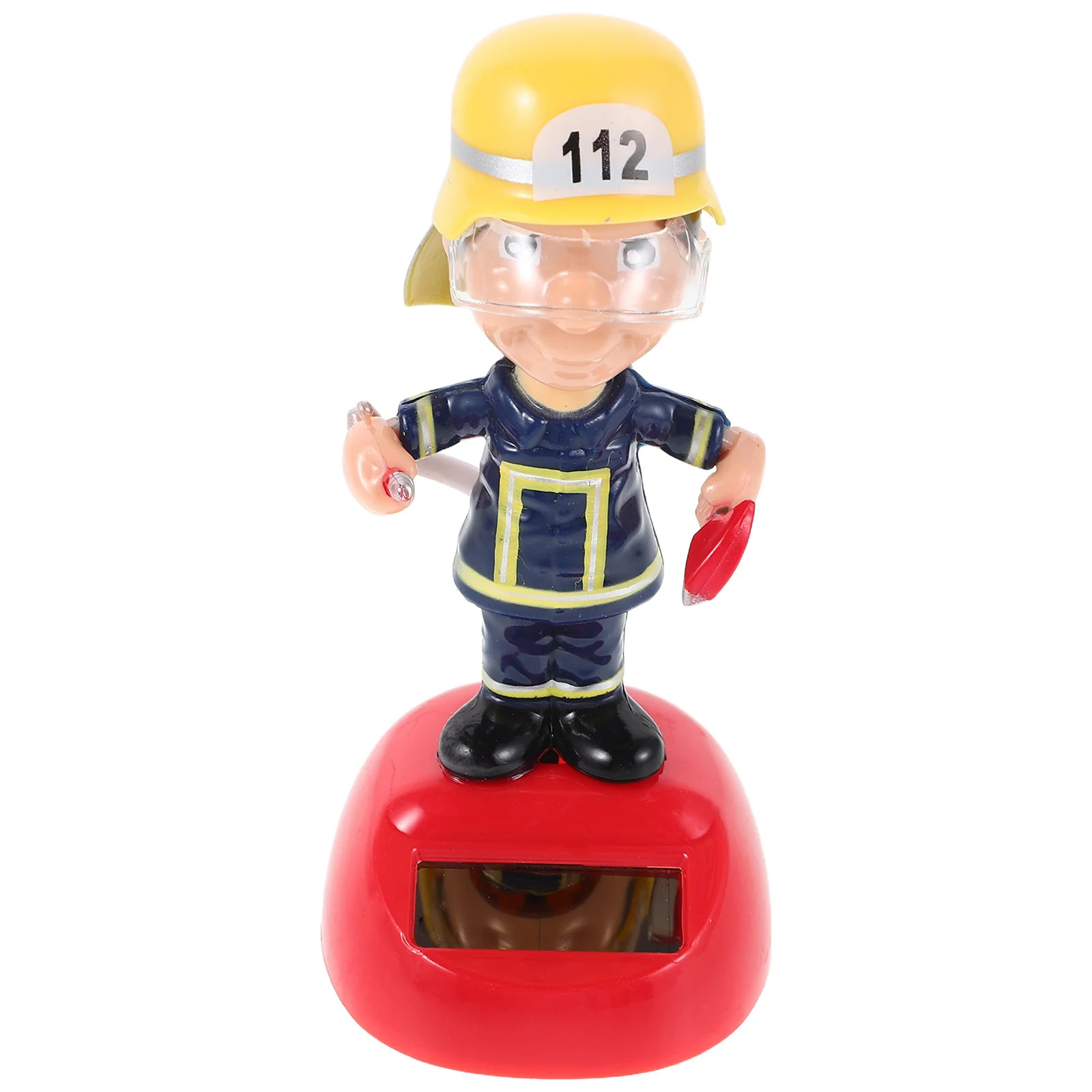 

Firefighter Solar Figure Cartoon Car Dashboard Ornament Solar Powered Swinging Fireman Decoration Creative Car Interior