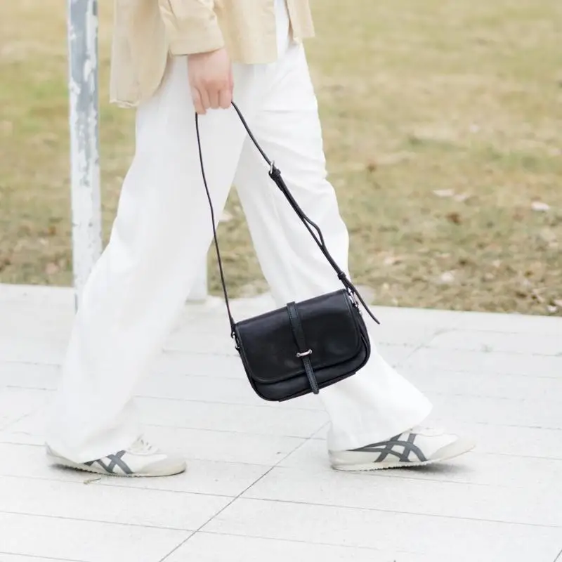 

weekend party first layer cowhide ladies small crossbody bag casual luxury soft genuine leather women's black shoulder bag