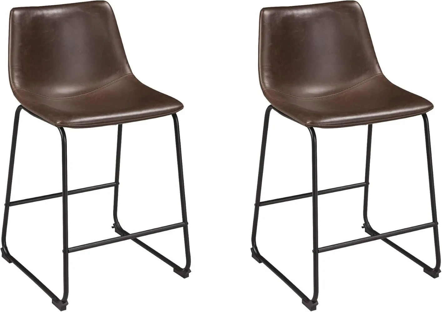 Signature Design by Ashley Centiar 24" Counter Height Modern Bucket Barstool 2 Count, Brown