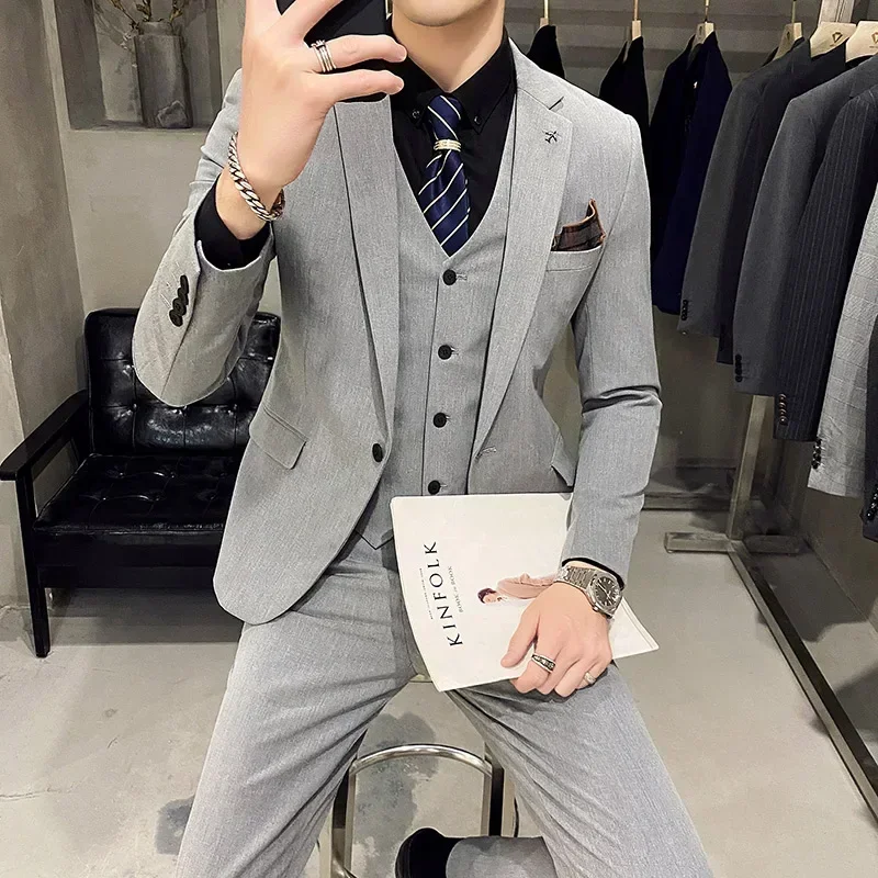 

1-304 handsome suit men's suit slim groom wedding dress formal casual small man suit jacket