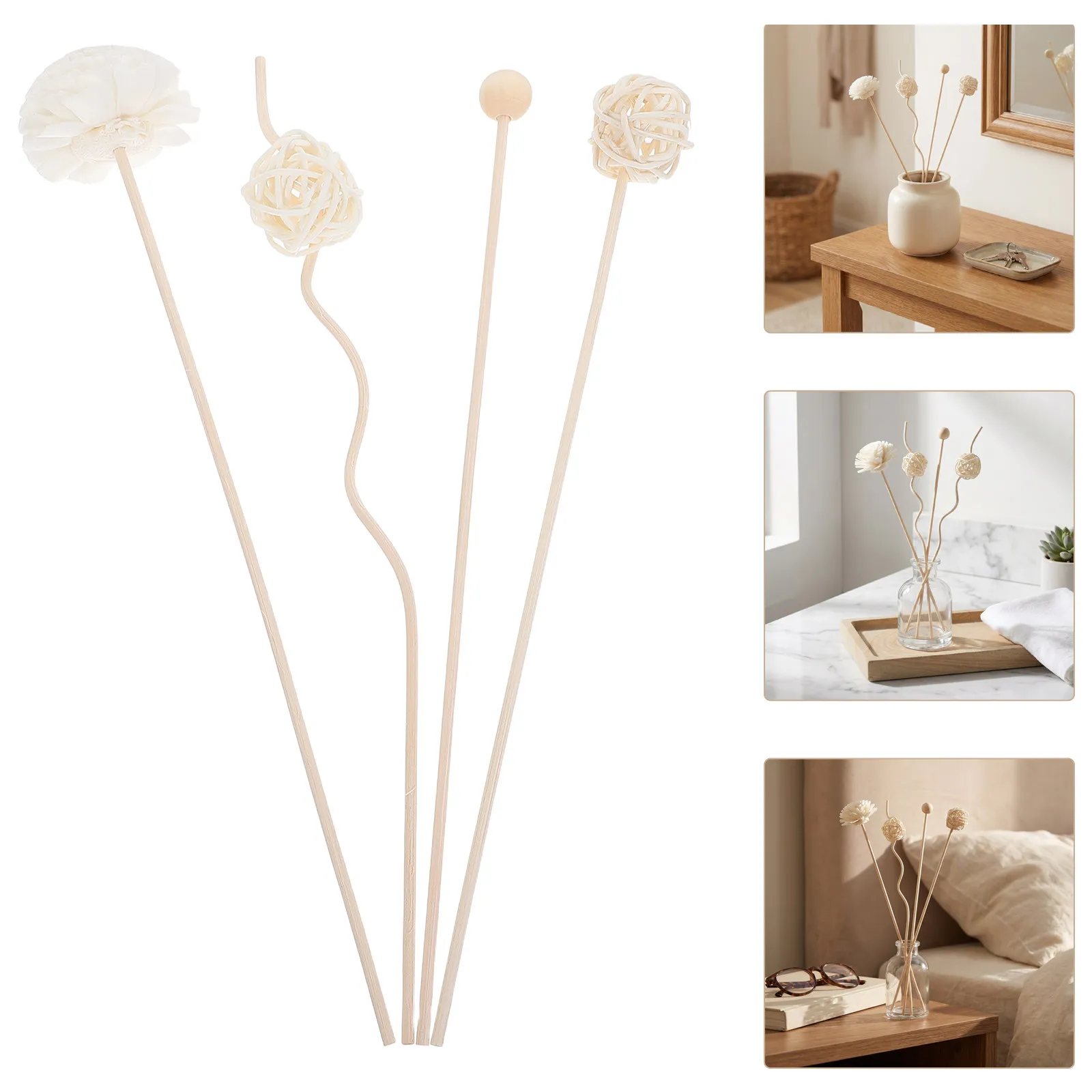 22Pcs Natural Reed Diffuser Sticks Minimalist Rattan Aromatherapy for Bathroom Bedroom Office Essential Oil Diffuser Replacement