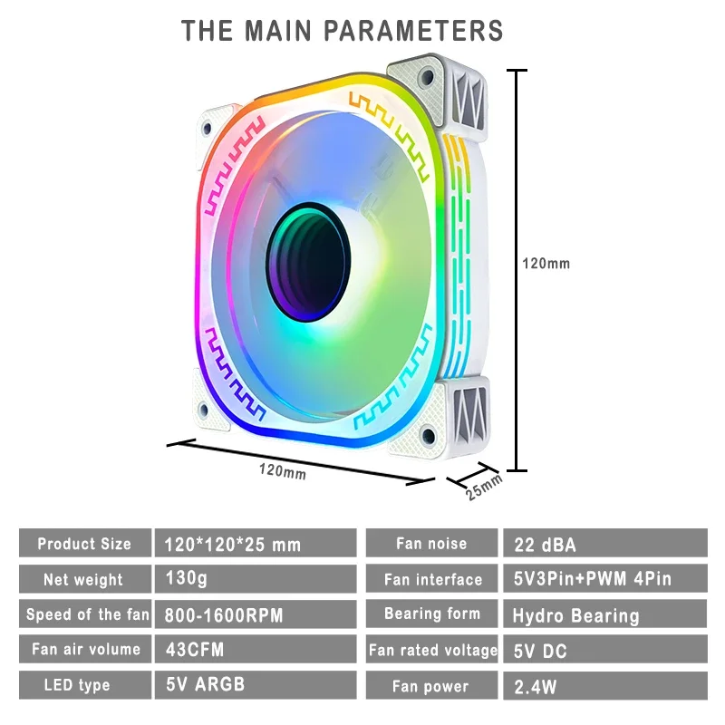 Quạt Argb 120Mm Ar12pro Làm Mát 4pin Máy Tính Có Thể 5v3pin Không Giới Hạn Không Gian 12Cm Tích Hợp IWONGOU Máy Tính Bộ quạt Tản Nhiệt