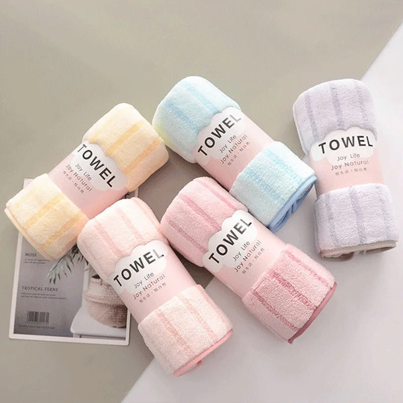 Premium Quality Coral Fleece Towels, Five-Pack with Strong Water Absorption and Stylish Striped Face Towels