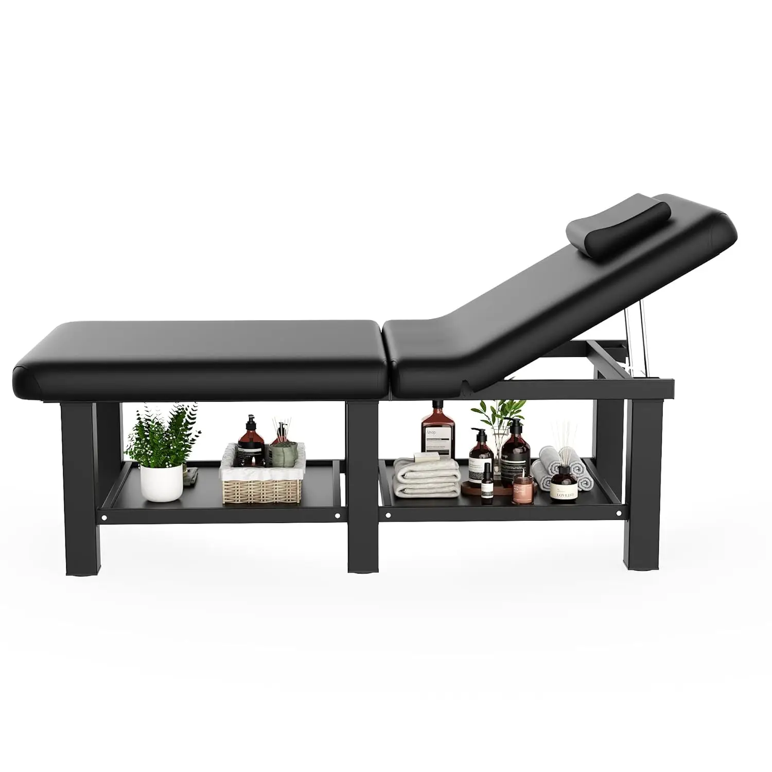 

30.5'' Wide × 75'' Long Folding Stationary Massage Table with Backrest and Storage Space for Treatment Table, Customized