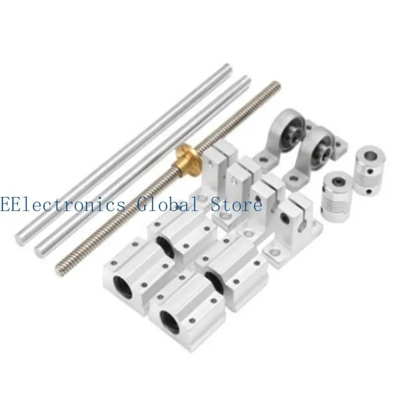 

462B 3D Printer Accessory Part T8 Lead Screw Kit 400mm Optical Axis Set KP08 SCS8UU Coupling Bearing Mounting Brackets