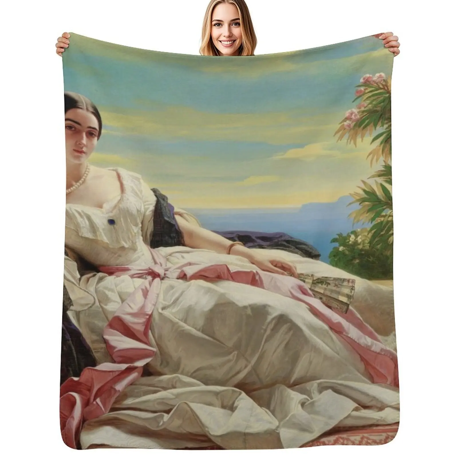 Leonilla, Princesa de Sayn-Wittgenstein-Sayn - Franz Xaver Winterhalter Manta decorativa elegante para el hogar y la sala de estar