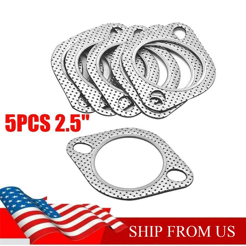 

5PCS Car 2 Bolt High Temp Exhaust Gasket Flange 2.5in Cylinder Head Gasket Kit