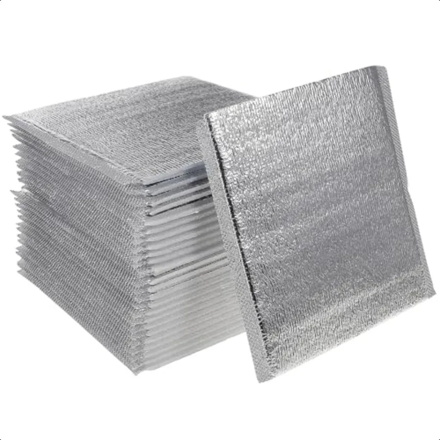 

50pcs Thermal Aluminum Reusable Insulation Cold Pouch for Food Grocery Bag Holder Insulated Bag Insulated Mailers for Cold Mail