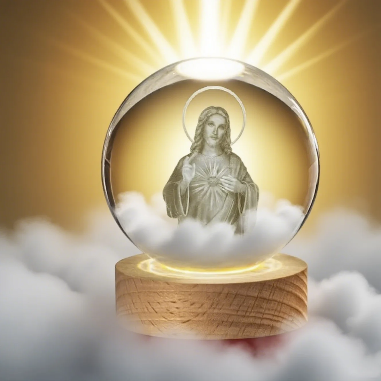 ضوء ليلي فريد من نوعه على شكل كرة كريستال يسوع ثلاثية الأبعاد - مثالي لزينة عيد الميلاد ومشهد المهد يعرض المعتقدات الدينية