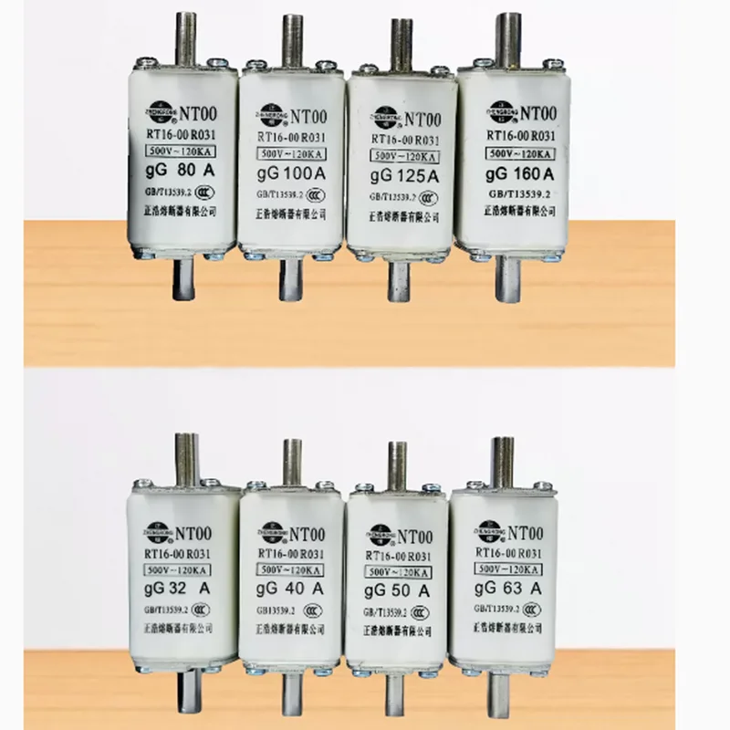 NT00 160A Ceramic Copper High Speed Metal Fuse Low Voltage 160A Rated Current  500V 120KA Breaking Capacity
