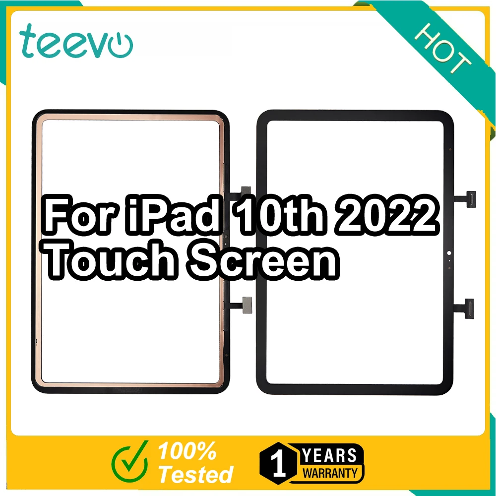 

Teevo для iPad 10 (2022) 10,9 "дигитайзер сенсорного экрана с клейким кронштейном для камеры 10-го поколения A2757 A2696