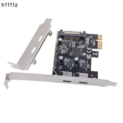 PCIE to Dual Type C Expansion Card PCI Express X1 to 2Port TYPE-C USB 3.2 GEN1 5Gbps Convert Card Riser ASM1042 Chip for Desktop