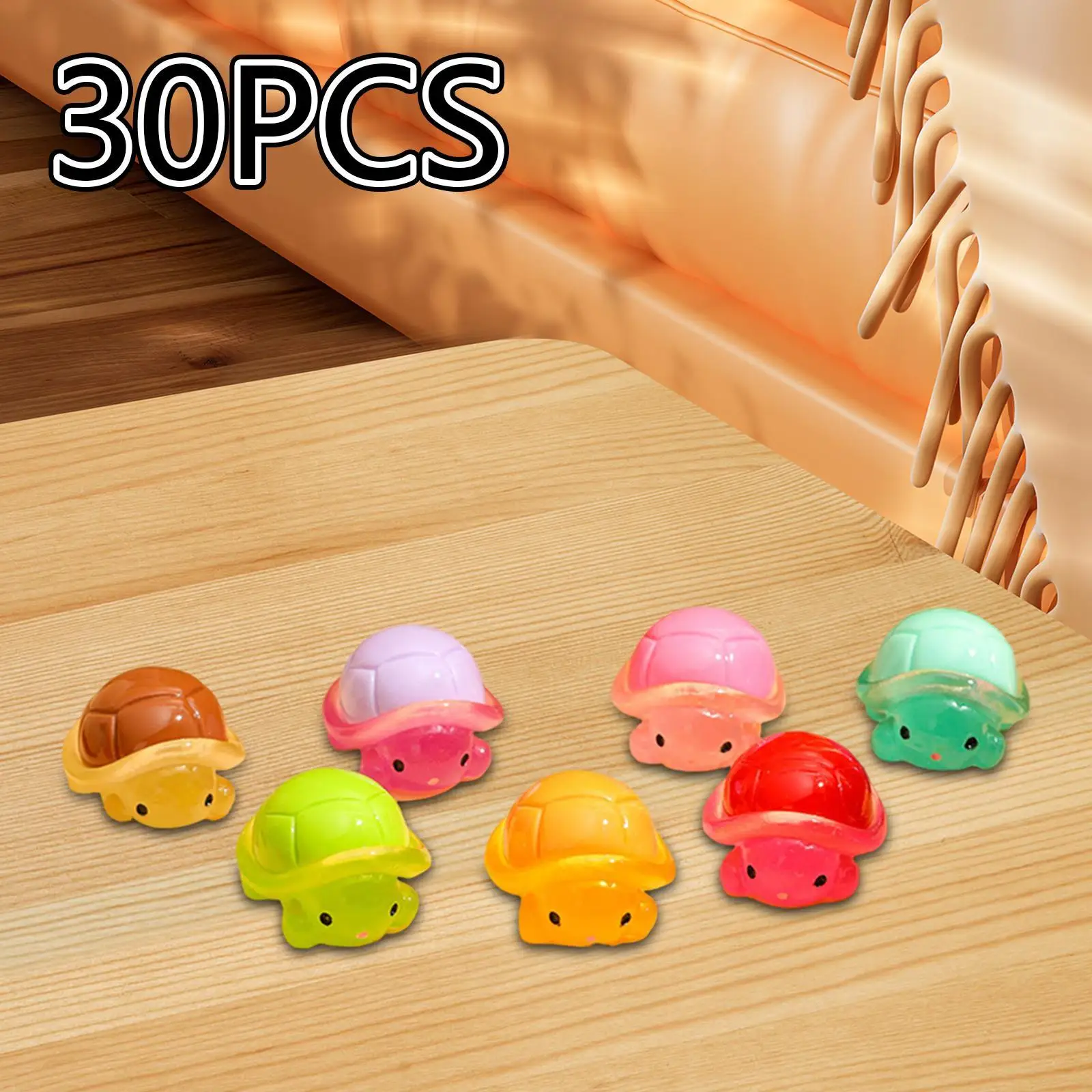 30 Pieces Miniature Luminous Turtle DIY Luminous Mini Figurines for Desktop