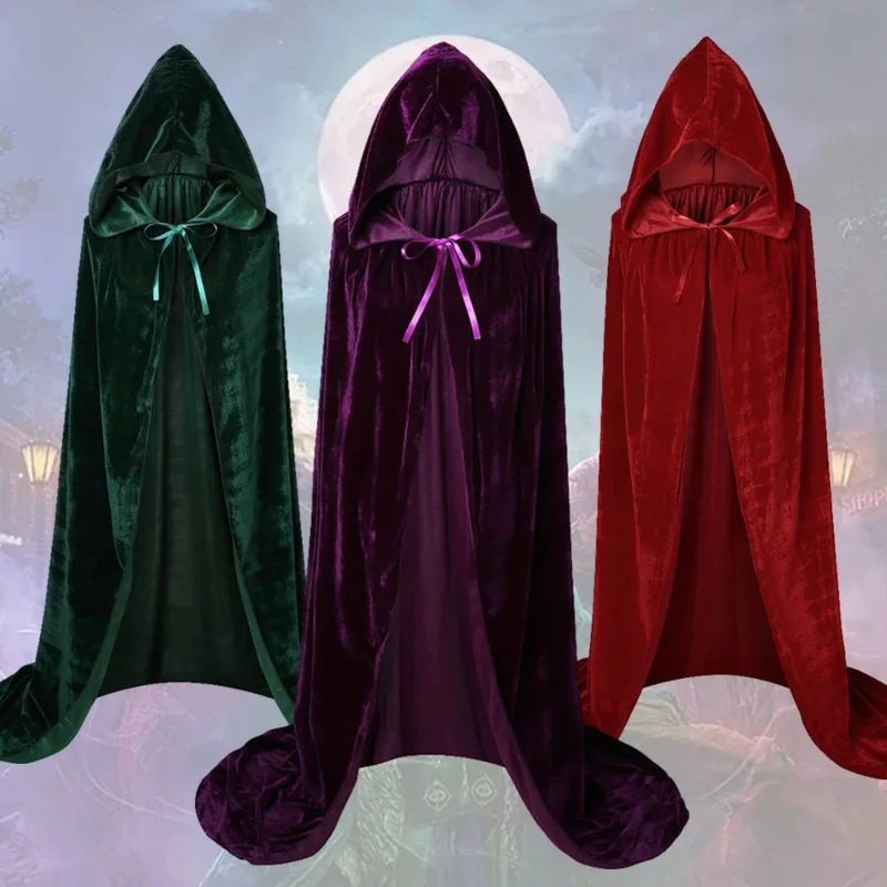 Mary Sarah Winifred Sanderson Sister Cosplay Costume Hooded Hocus Pocus Witch Cloak Christmas Halloween Gift For Kids Party Cape