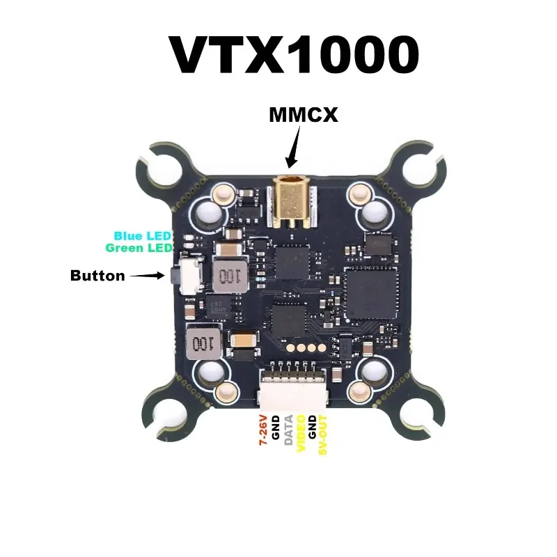 Einstellbare Leistung 5,8 G VTX bis zu 1000 mW, B-CUBE FPV-Videosender 48 CH für Langstrecken-Drohnen und RC-Flugzeuge