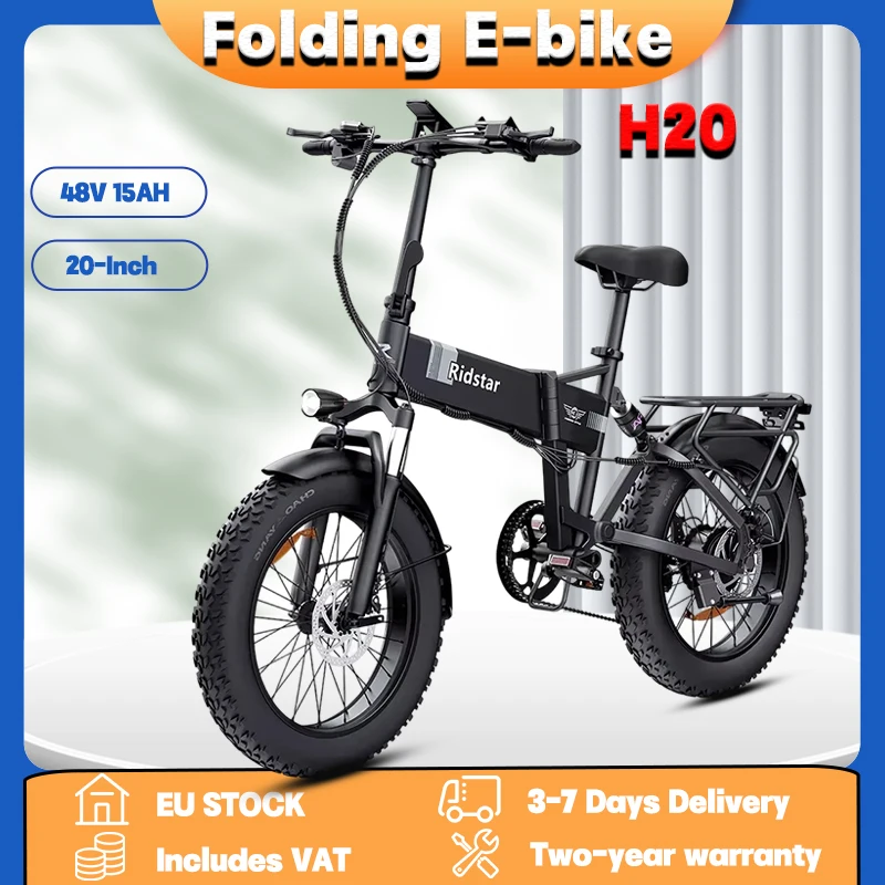 H20 Faltbares Mountainbike für Erwachsene, leistungsstarker Motor, 48V 15Ah Batterie, Offroad-Elektrofahrrad, 20-Zoll-Reifen, Urban-E-Bike