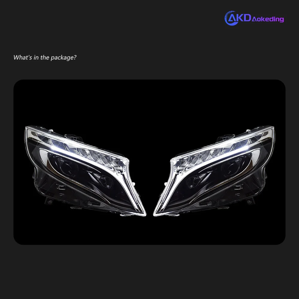 أضواء السيارة ل فيتو العلوي العارض عدسة W447 ديناميكية إشارة رئيس مصباح V220 LED المصابيح الأمامية Drl اكسسوارات السيارات