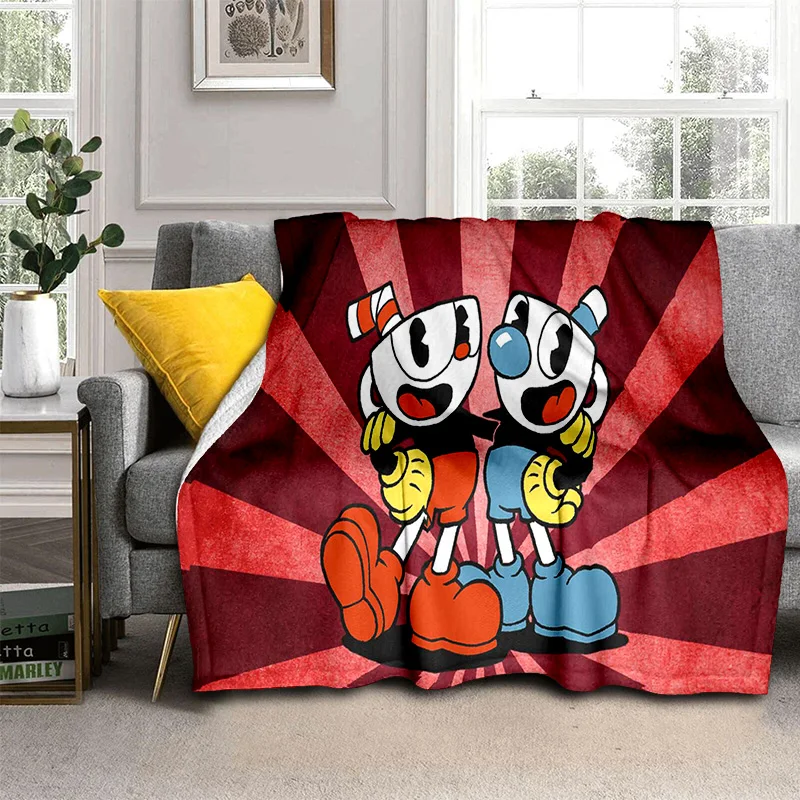 

3D Game Cuphead and Mugman Gamer HD Blanket,Soft Throw Blanket for Home Bedroom Bed Sofa Picnic Travel Office Cover Blanket Kids