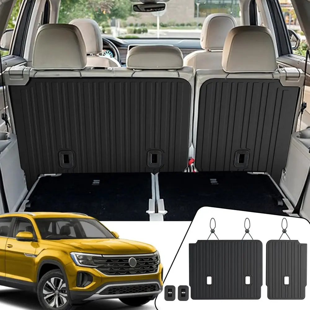 

Mats Backrest Mats for 2018-2025 2026 Volkswagen VW Atlas Bench Seat Car Mat Accessories(Not Fit Cross Sport), All Weather TPE P