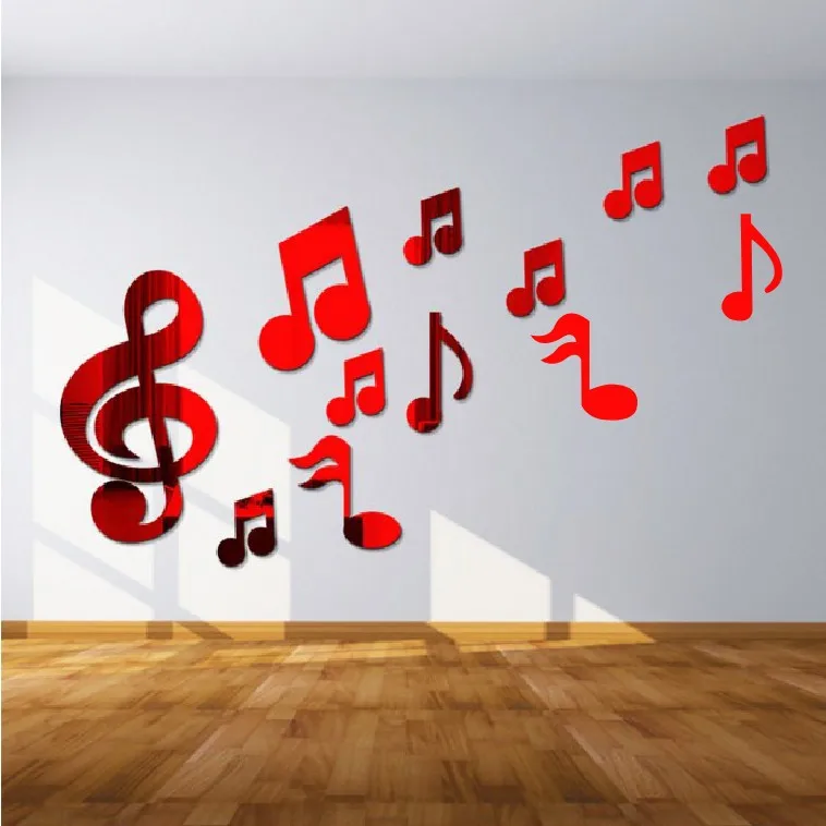 Child-Safe Musical Wallpaper Sticker | 3D Acrylic Mirror Tiles for Kindergarten & Piano Room | Peel and Stick Home Decor