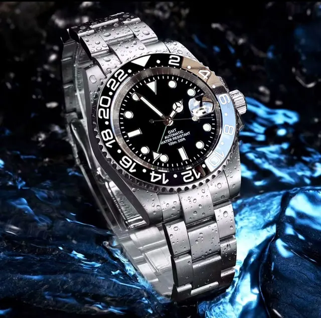 Tandorio GMT Classic Green Diver Men 40mm 200m Waterproof Sapphire