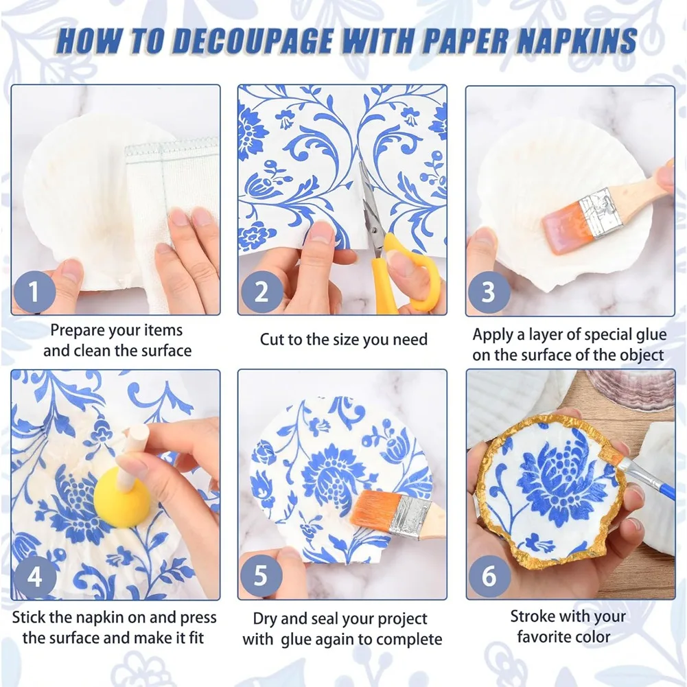 Essential Decoupage Kit,Include 5 Foam Brush,16 Soft Decoupage Brushes, Glue Container Bowl, for DIY and Crafts Projects