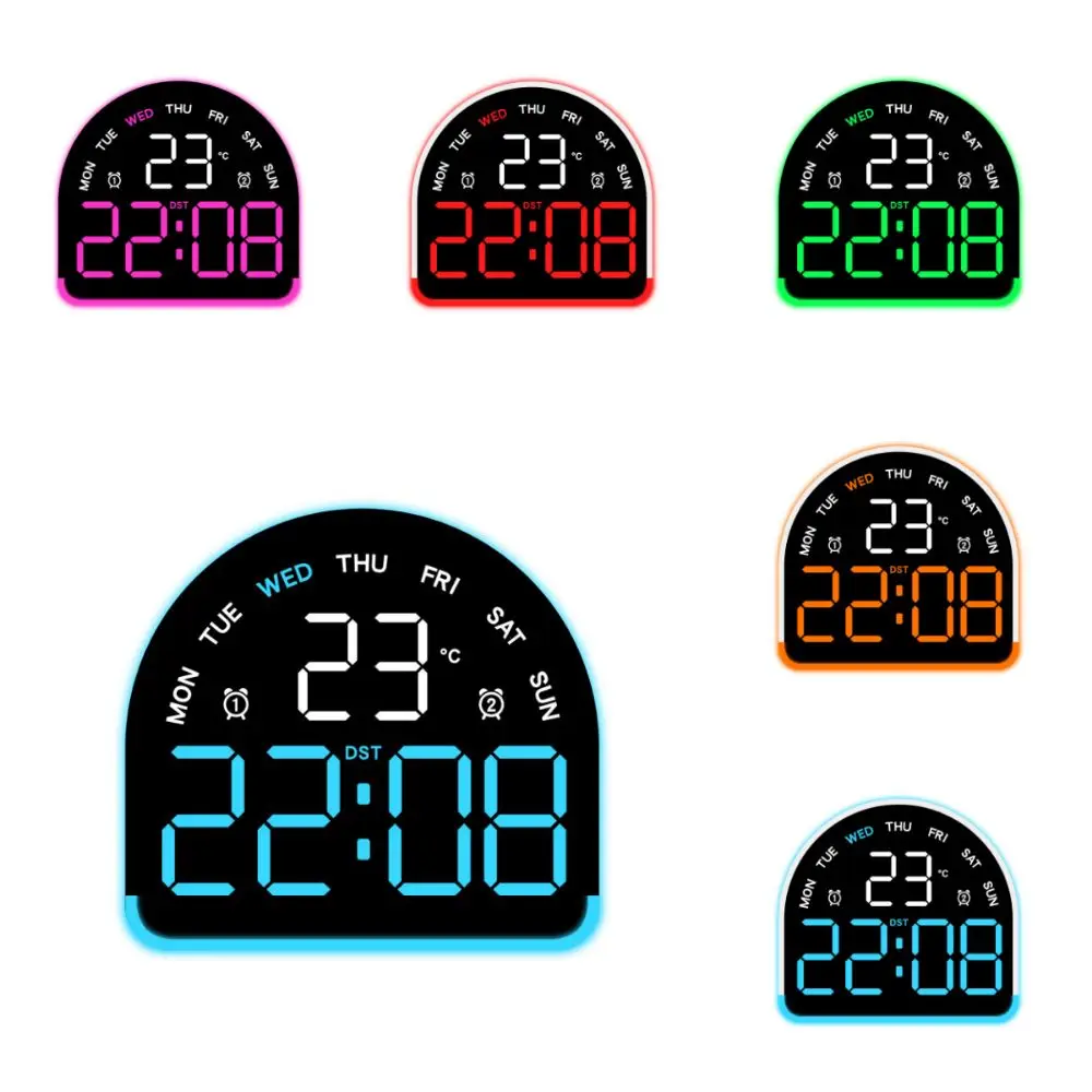 Multi-functional Digital Alarm Clock Temperature Display Date Display Desktop Clock Ambient Light 3 Levels Brightness