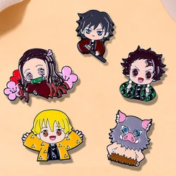 5 Pcs/set Demon Slayer Anime Cosplay Brooches Cute Character Pins Clothing Backpack Lapel Badges Jewelry Accessories Gifts