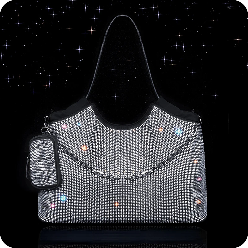 Women Diamond Handbags Large Capacity Shoulder Bag 2023 New Luxury Rhinestones Clutch Bag Portable Tote Messenger Bag Femme Chic