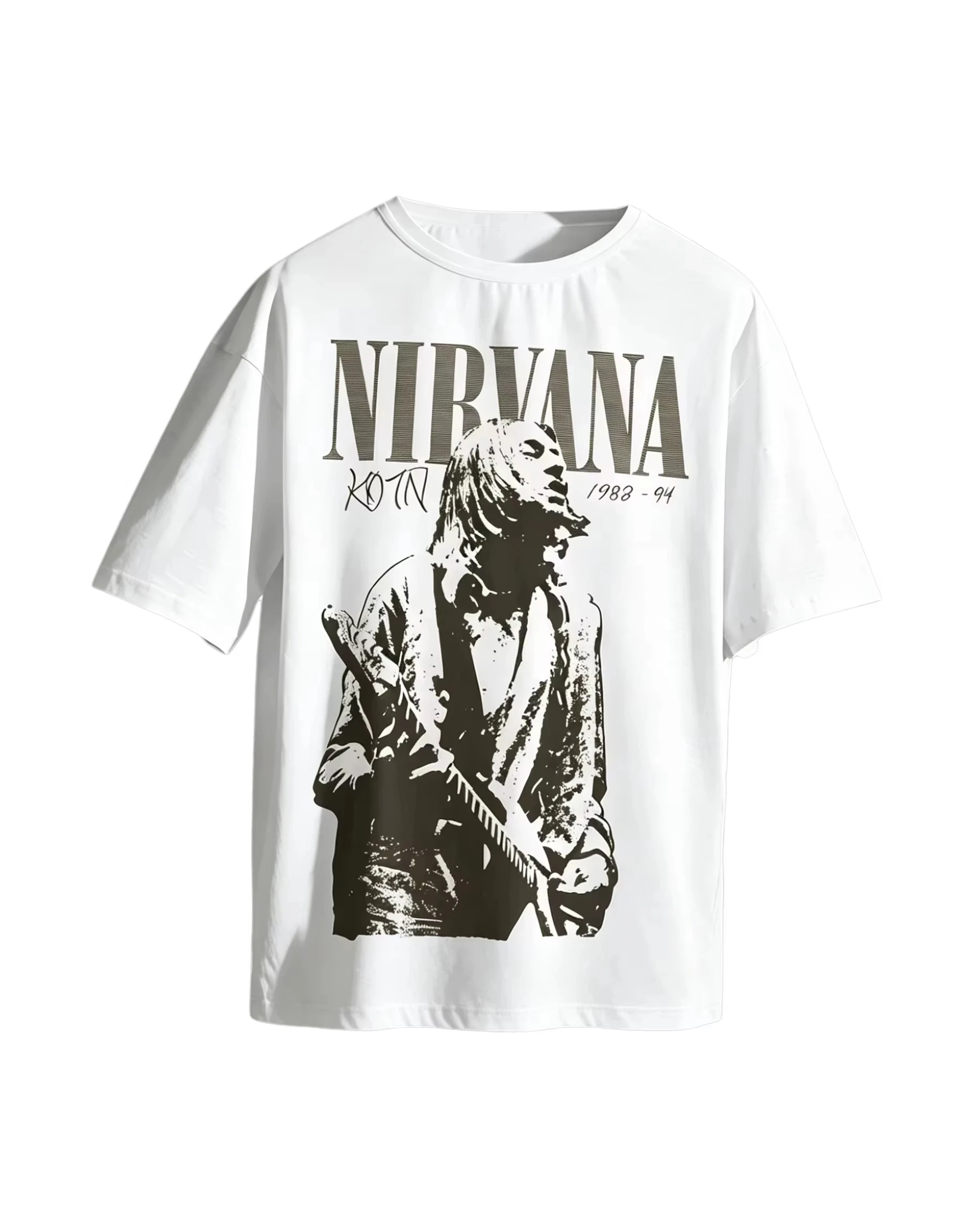 2026  new Vintage Rock Portrait Graphic T-Shirt, Distressed Block Letter Casual Short Sleeve Tee