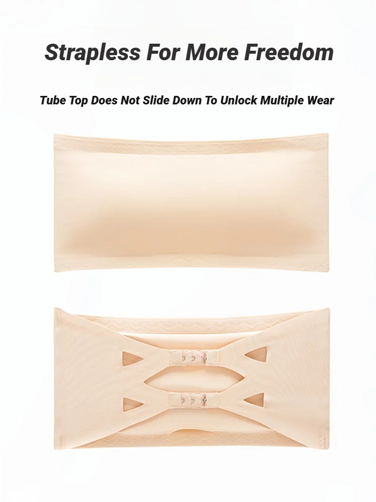 Seamless One-Piece Tube Tops Women Removable Pads Intimates Basic Black/White/Skin Womens Strapless Bra Bandeau Sexy Ice Silk