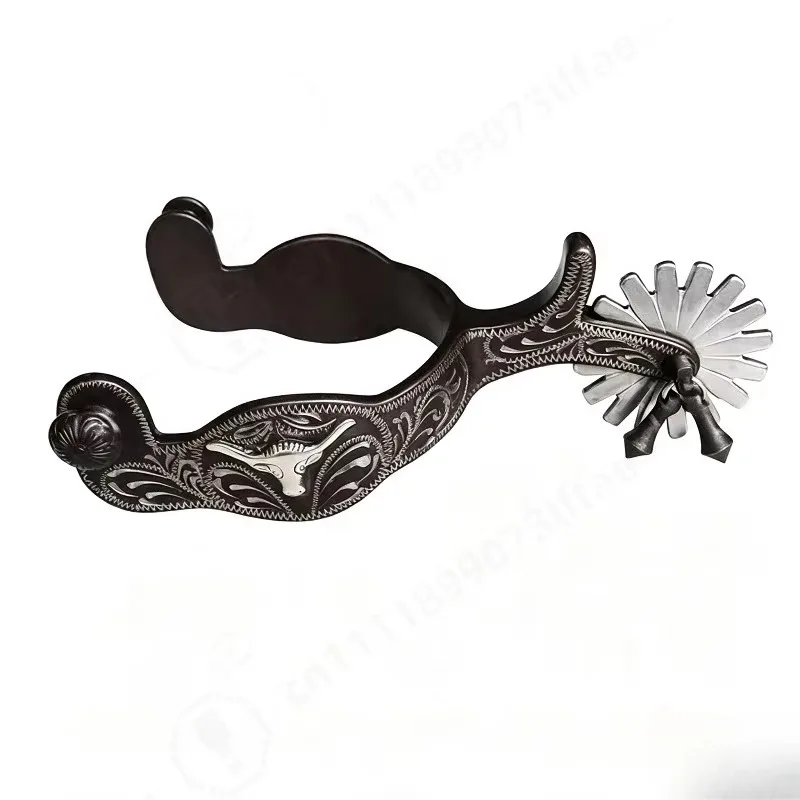 Hand‑Carved Western Horse Spurs, Classic Universal Equestrian Riding Gear, Durable Horsemanship Accessories for Horse Training view 4