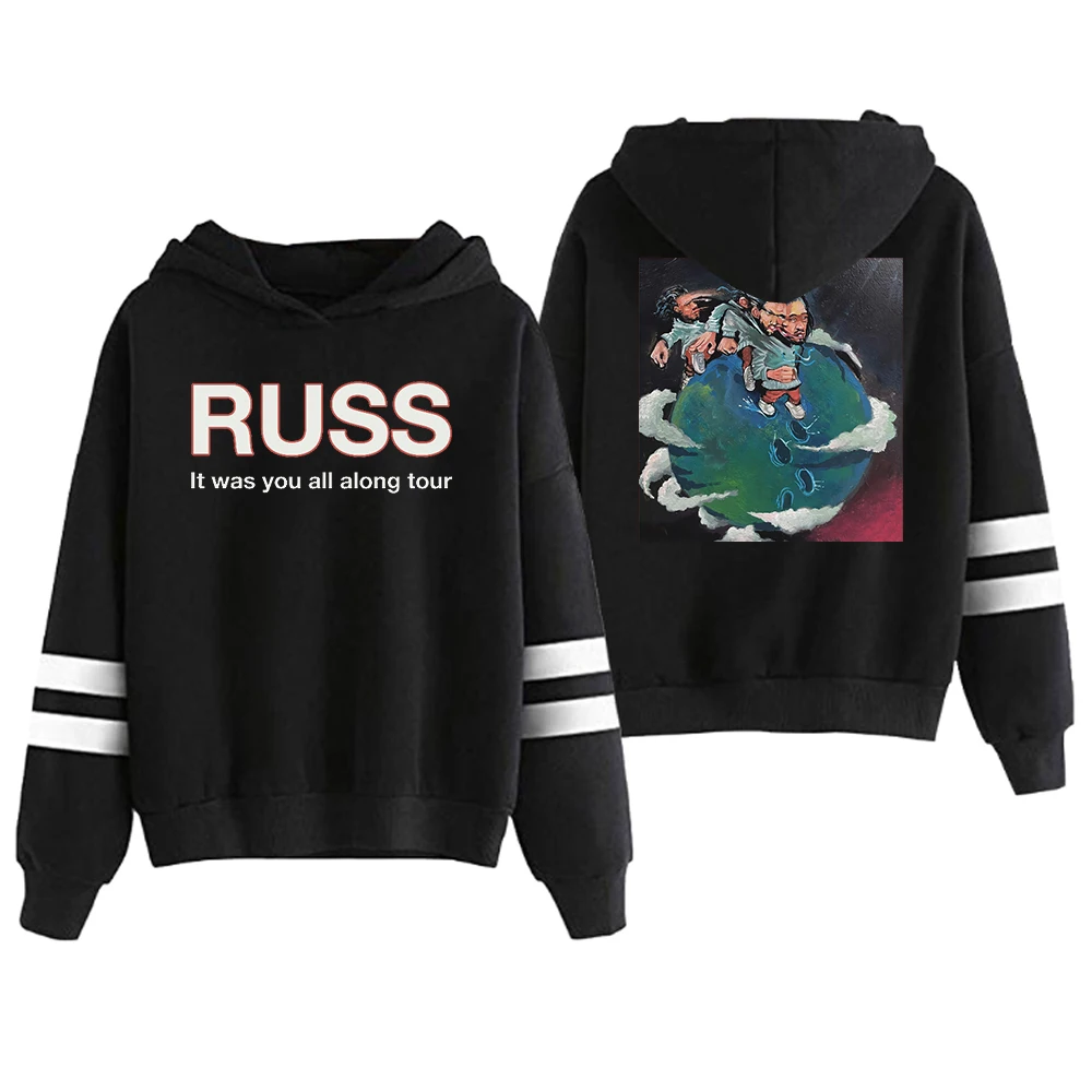 Russ It with You All Along Tour felpa con cappuccio senza tasche barre parallele manica Streetwear donna uomo felpa con cappuccio abbigliamento Hip Hop