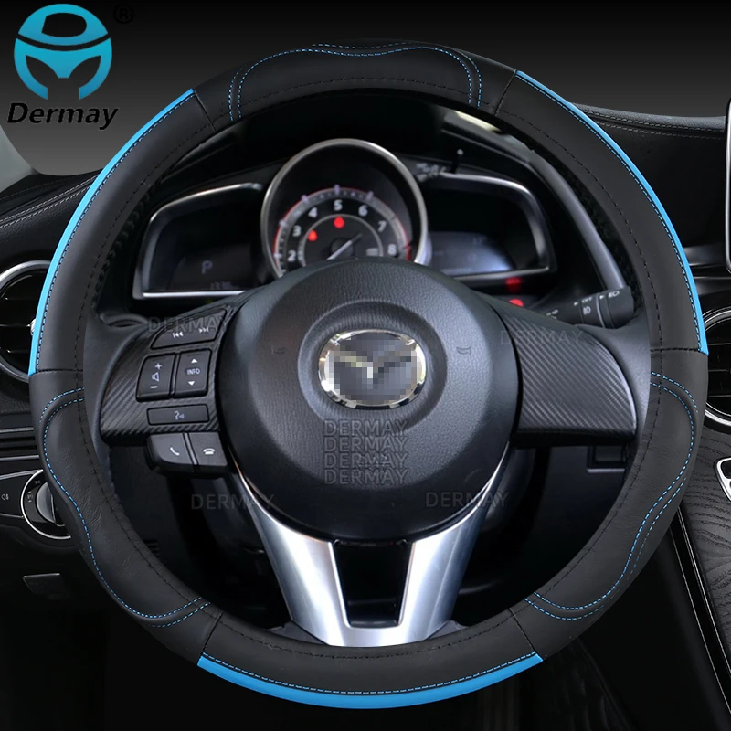 for Mazda 2 Mazda Demio 2002~2023 Genuine Leather Car Steering Wheel Cover Cowhide Sport Auto Accessories