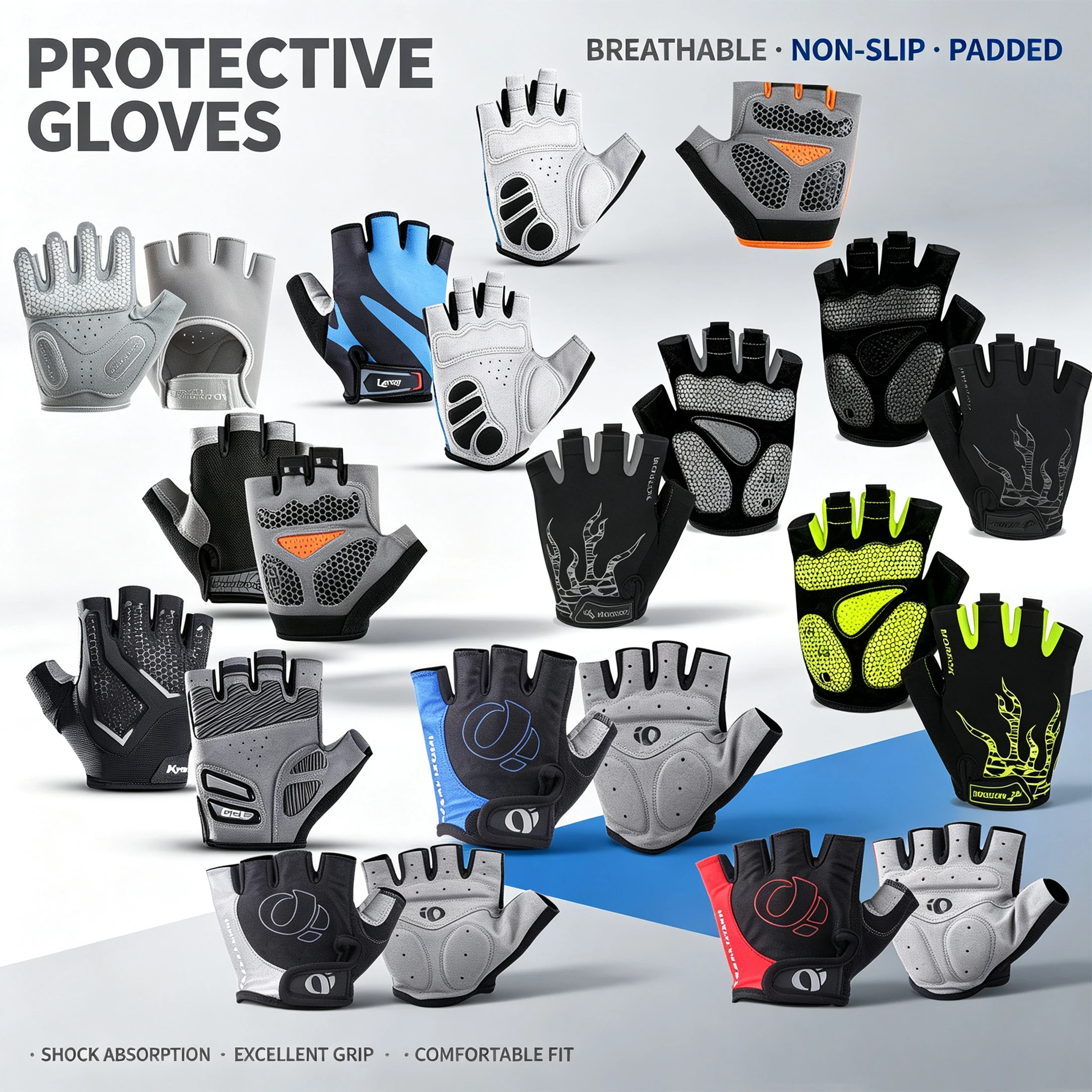 Cycling Half Finger Cycling Gloves Anti Slip Shock Absorb Breathable Bicycle Road Bike Gym Workout Sports Gloves for Men Women